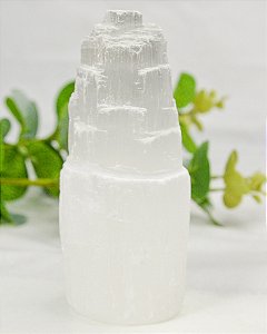Torre de Selenita 10cm - Limpeza Energética, Paz de Espírito, Cansaço Mental e Dores