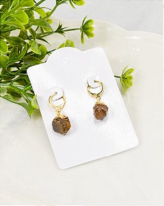 Brinco Click Olho de Tigre Dourado - Contra Inveja e Mau Olhado