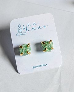 Brinco Garra Quartzo Verde Dourado - Saúde e Equilíbrio Emocional