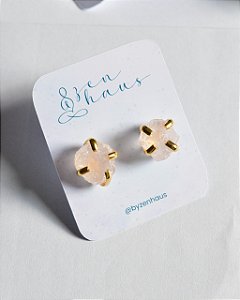 Brinco Garra Quartzo Rosa Dourado - Autoestima, Gratidão e Perdão
