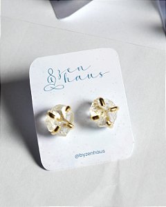 Brinco Garra de Quartzo Cristal Dourado - Intensificador, Iluminação e Energização