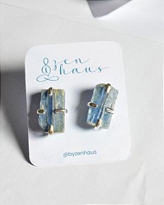 Brinco Garra Cianita Azul Prateado - Proteção dos Anjos