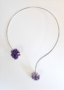 Choker Alongada Drusa de Ametista - Espiritualidade, Calma, Transmutação e Serenidade