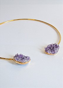 Choker Duplo Drusa de Ametista - Espiritualidade, Transmutação e Serenidade