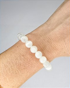 Pulseira de Selenita Rolada 8mm - Limpeza Energética, Paz, Cansaço Mental e Alívio