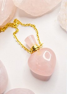 Colar Difusor de Quartzo Rosa Dourado - Autoestima, Amor e Gratidão - Aço Inoxidável