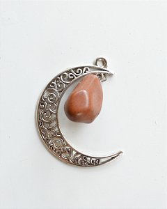 Pingente Meia Lua de Jaspe Vermelho - Coragem, Força, Vitalidade e Bem-estar