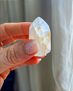 Mini Ponta Geradora de Quartzo Hematoide Amarelo - Vitalidade, Autenticidade, Dúvidas e Insegurança
