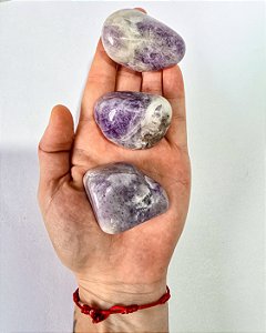 Ametista Chevron Rolada G - Abertura 3º Olho, Intuição, Negatividade, Soluções e Harmonia