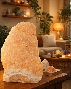 Calcita Amarela - Base Serrada GRANDE 20cm - Movimento, Otimismo e Realizações