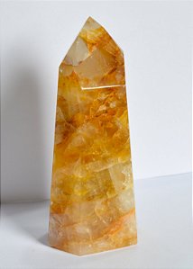 Ponta de Quartzo Hematoide Amarelo - PHEM1 929g - Vitalidade, Autenticidade, Dúvidas e Insegurança