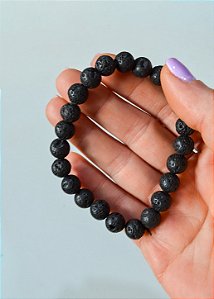 Pulseira de Lava Vulcânica 8mm - Resiliência, Força e Autossabotagem