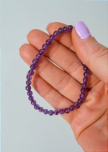 Pulseira de Ametista Redonda 4mm - Intuição, Conexão, Espiritualidade e Eleva a Vibração
