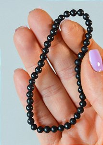 Pulseira de Shungita Redonda 4mm - Pedra da Vida, Recuperação e Purificação de Doenças