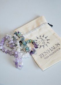 Conjunto Intuição, Fé e Conexão Superior - Ametista Lavanda, Pedra da Lua e Fluorita