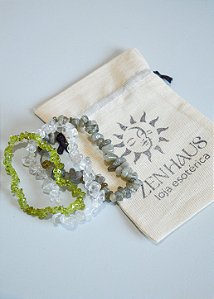 Conjunto Transformação e Mudanças - Labradorita, Peridoto e Quartzo Cristal