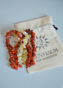Conjunto Alegria e Vitalidade - Calcita Amarela, Jaspe Vermelho e Cornalina