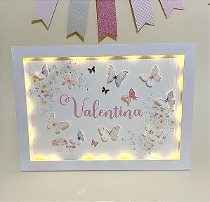Quadro Iluminado Personalizado - Borboletas 3D