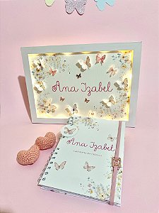Kit Quadro Iluminado e Caderneta de Saúde Infantil - Floral Aquarela