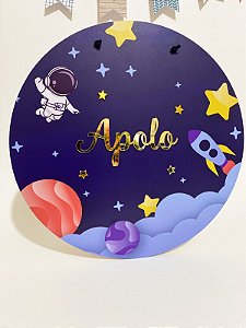 Placa de Porta Maternidade - Astronauta no Espaço Azul