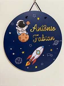 Placa de Porta Maternidade - Astronauta Azul Marinho