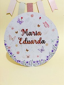 Placa de Porta Maternidade - Floral Lilás