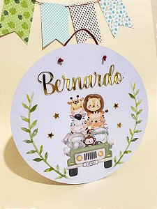 Placa de Porta Maternidade - Safari no carrinho