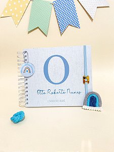 Livro do Bebê - Inicial Azul Claro  (Impressão Linho)