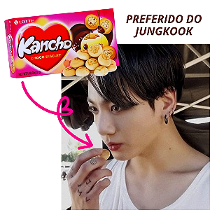 BISCOITO COREANO COM RECHEIO DE CHOCOLATE KANCHO PREFERIDO DO JUNGKOOK - CAIXA 42G