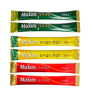 KIT DEGUSTAÇÃO DE CAFÉ PRONTO SOLÚVEL MAXIM COREANO 3 SABORES - 6 SACHÊS