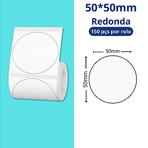 Rolo Etiqueta Niimbot Branca Redonda B1 B21 B3S 50x50 (150pçs)
