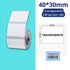 Rolo Etiqueta Niimbot Transparente B1 B21 B3S 40x30 (230pçs)