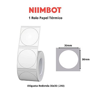 Rolo Etiqueta Niimbot Branca Redonda B1 B21 B3S 30x30  (210pçs)