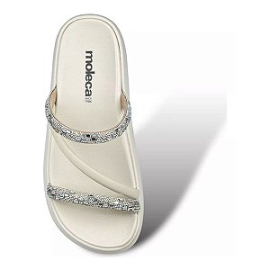 Sandália Feminina Moleca Papete Tira Strass Brilho 5469.121