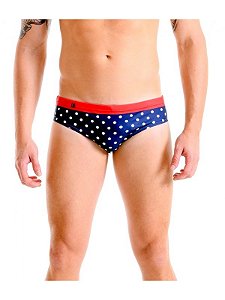 Sunga Brief Cut - Poá Marinho