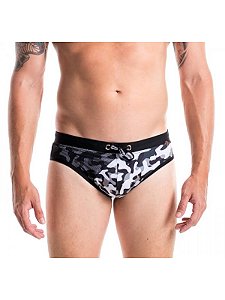 Sunga Brief Cut | com bojo - Preto Camuflado