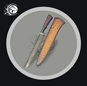 FACA PICANHEIRA DAMASCO 12" 4MM INTEGRAL RUSTIC