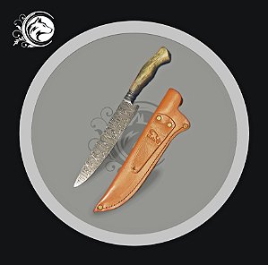 FACA CHEF DAMASCO 8" 5MM INTEGRAL FALCÃO