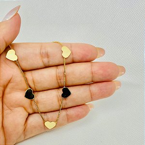 Colar Choker Coração Dourado