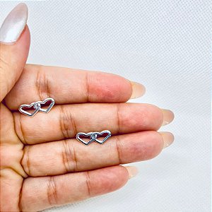 Brinco duo coração vazado
