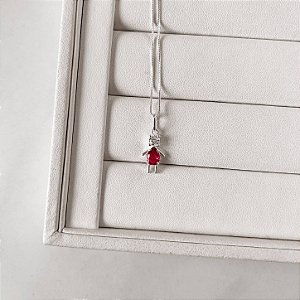 Colar pingente menina zircônia cereja