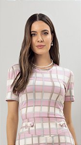 T-SHIRT MALHA ESTAMPADA CORRIDA ROSA - LAURA ROSA
