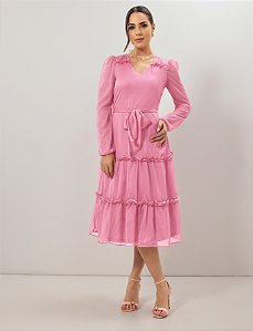 VESTIDO CHIFFON ROSA - LAURA ROSA