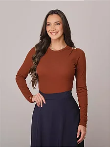 Blusa Manga Longa Giovana Marrom - Tata Martello