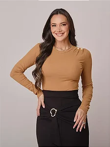 Blusa Manga Longa Giovana Bege - Tata Martello