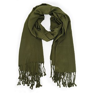 Echarpe Pashmina Viscose Lisa - Verde Musgo