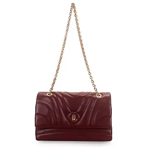 Bolsa Transversal Grande Matelasse Com Alca Corrente Burgundy