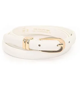 Cinto Feminino Fivela Arredondada E Passantes Personalizados 1.5cm Branco