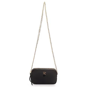 Bolsa Transversal Pequena Com Metal Logo Bicolor Preta