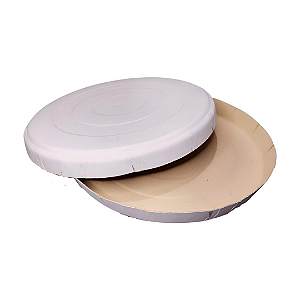 Caixa Redonda 35cm Pizza 8 Pedaços Salg. Doces Branca 30 un